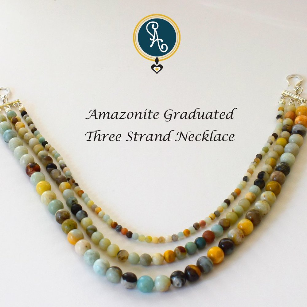 Amazonite Graduated Three-Strand Necklace - 18"